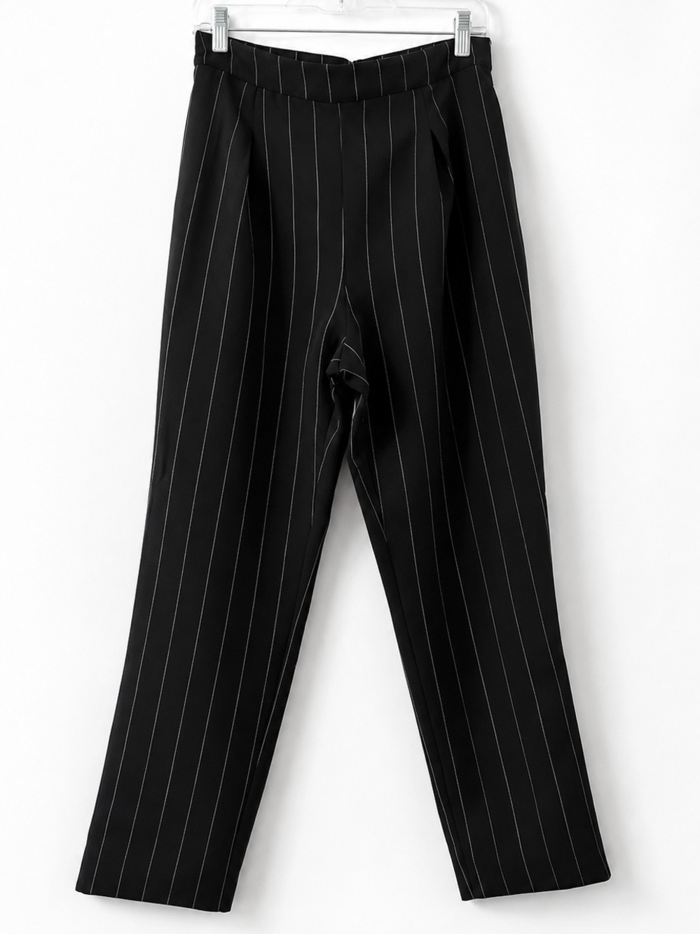 Song of Style Black Pinstripe Tailored Straight Leg Trousers Pants Size M